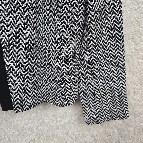 St John Jacket Women 12 Black White Herringbone Knit Long Sleeve Office Dog Show - Picture 4 of 16